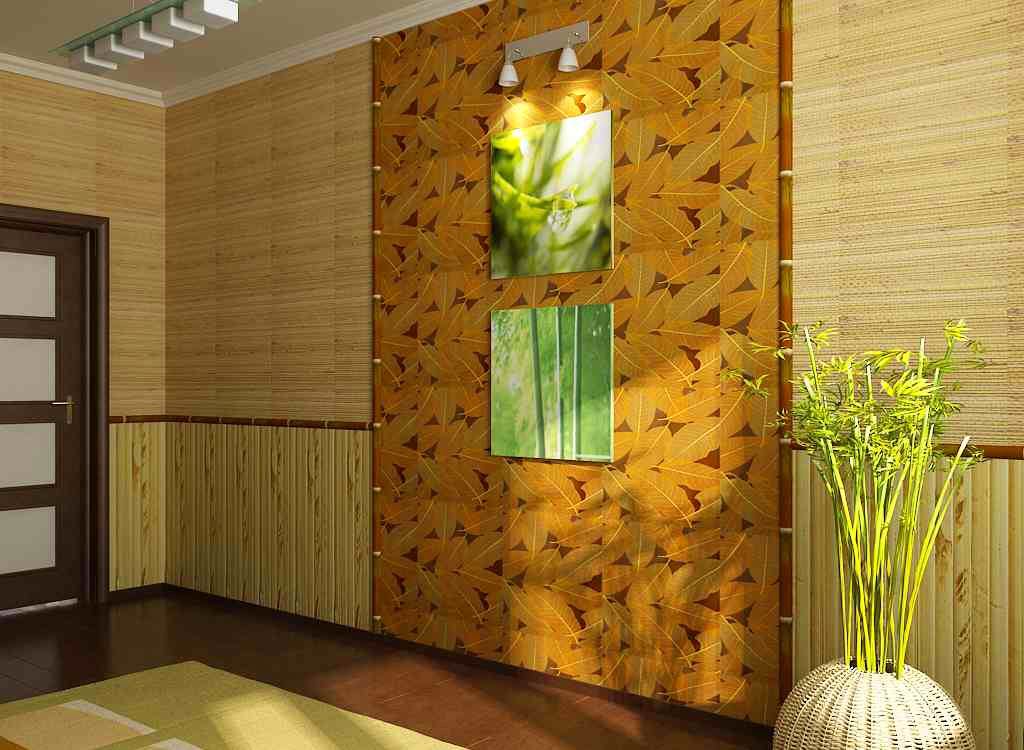 Бамбуковые обои в маленьком коридоре