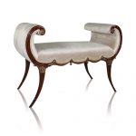 ornate hand carved solid mahogany scroll arm seat stool bench 4 1093 p 1